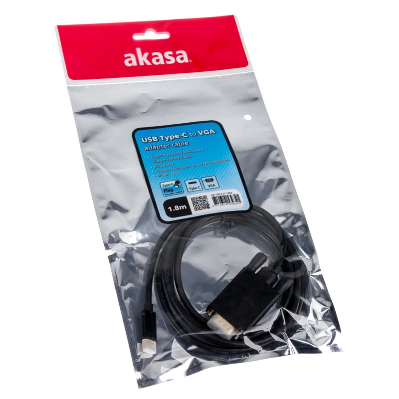 Cable adaptador USB Type-C VGA Akasa AK-CBCA17-18BK