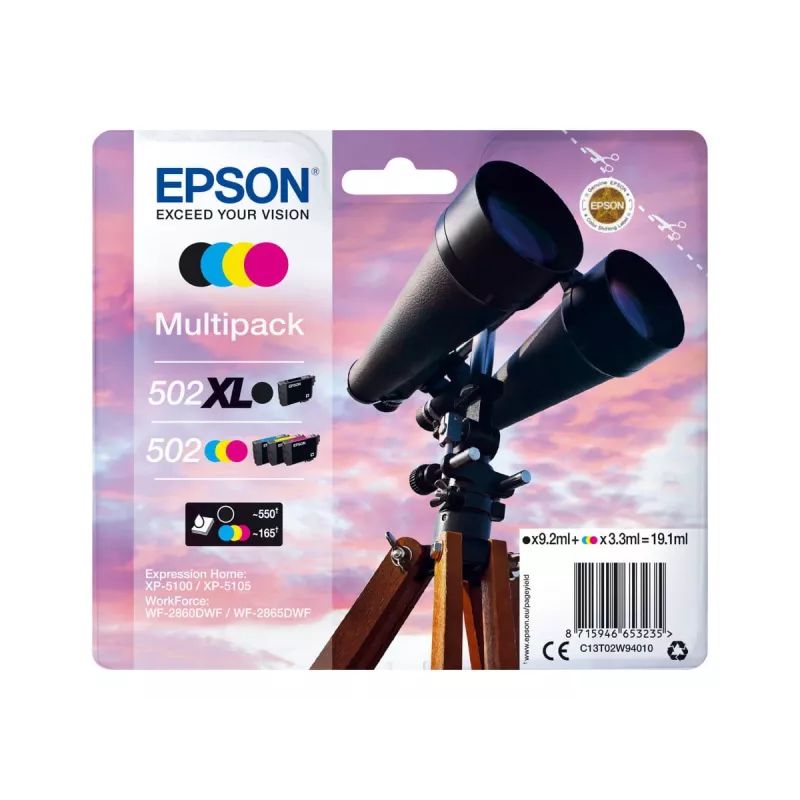 Cartucho de tinta Epson 502 XL 4 uds. original alto (XL) rendimiento negro, azul, magenta, amarillo