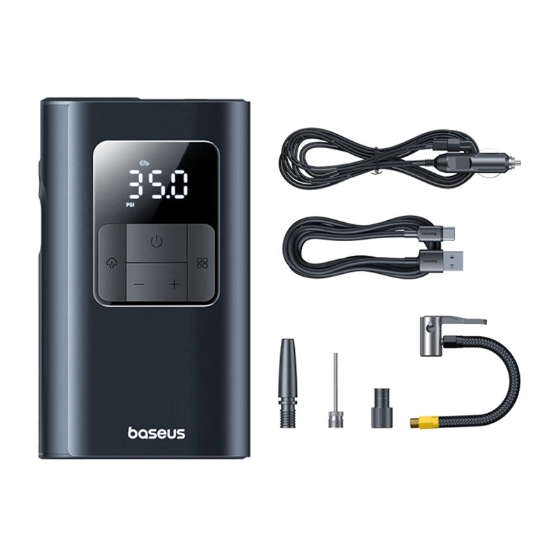 Baseus PrimeTrip VA1 inflador de neumáticos portátil, 75 W, 2 en 1 con linterna y power bank de 6000 mAh, negro