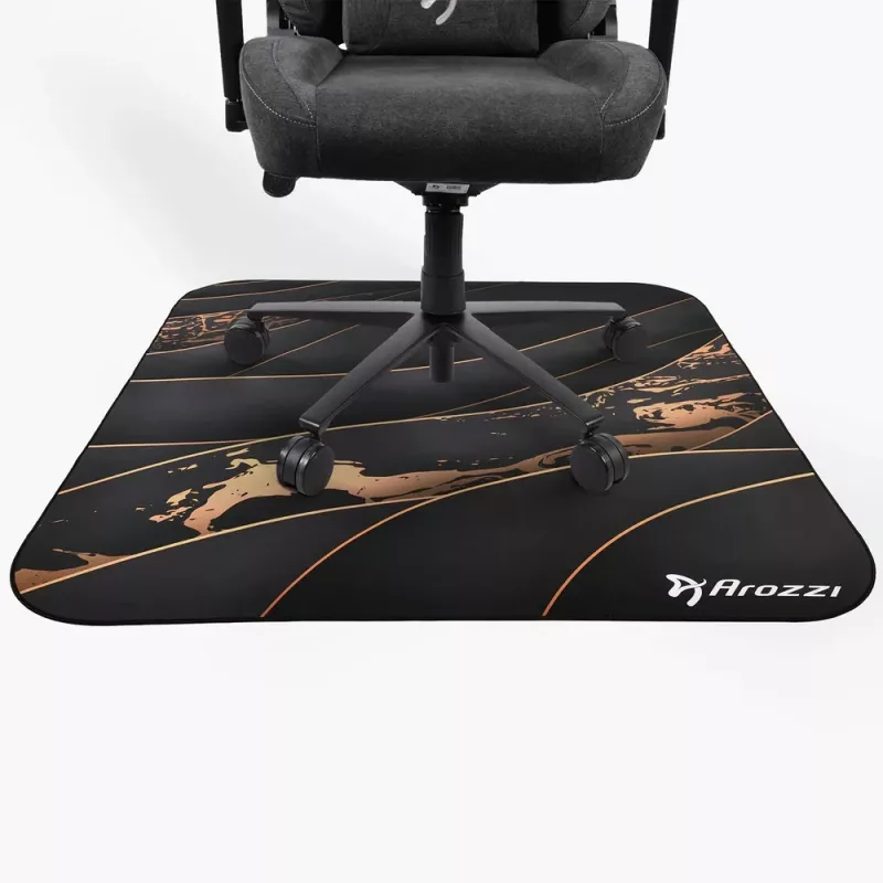 Alfombrilla Arozzi Zona Square — Negro/Oro, alfombrilla protectora para silla y suelo, forma cuadrada