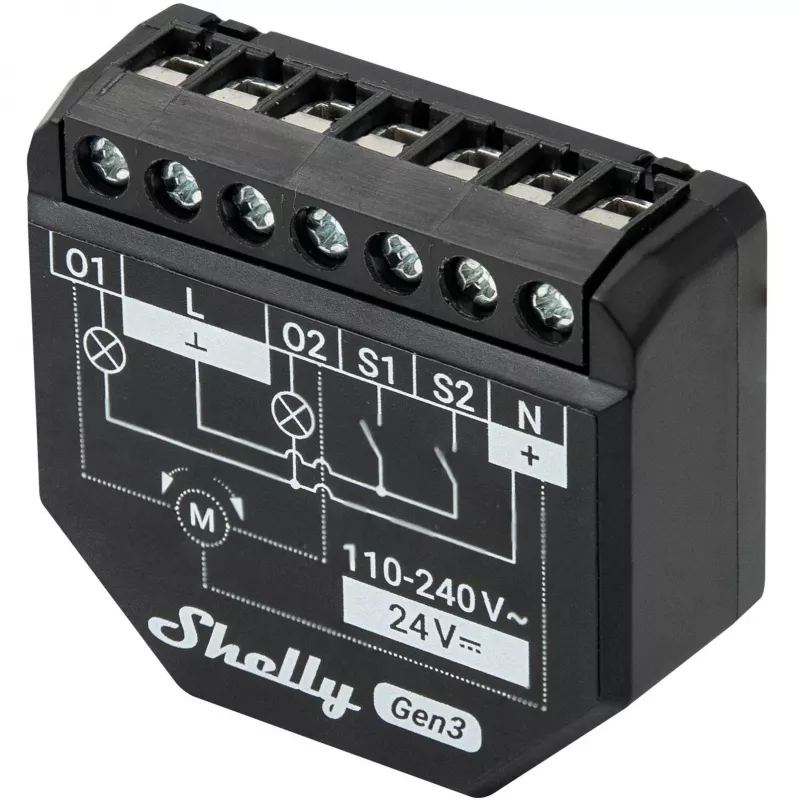 Shelly 2PM Gen3 Smart Switch 2P Negro