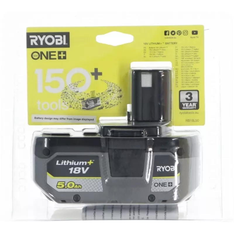 Ryobi 5133002433 RB 18L50 ONE+ Batería 18V 18 voltios 5,0 Ah Li-Ion