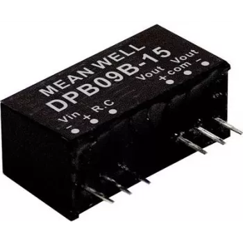 Fuente de alimentación/convertidor de tensión mean well DPB09B-15 — 9 W de potencia de salida, 15 V de tensión de salida, 18-36 V de entrada