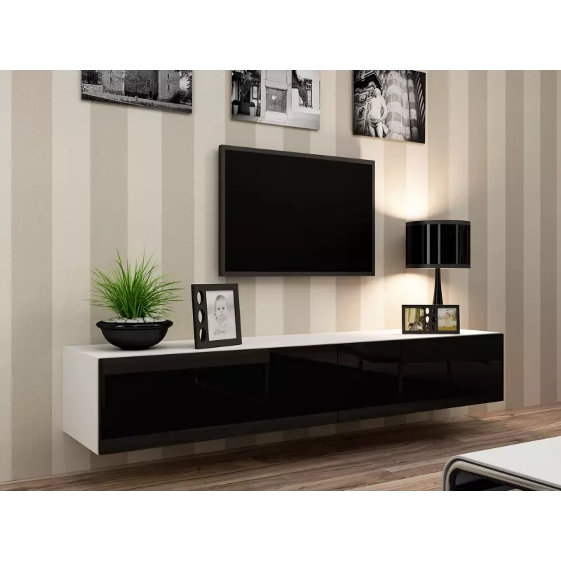 Conjunto de armarios de salón Cama VIGO 22 blanco/negro brillante