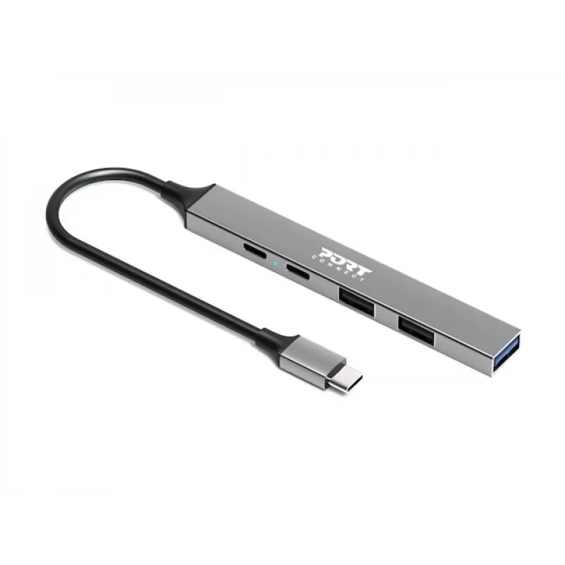 Hub USB Port Designs 900163 Type-C 5000 Mbit/s Plata