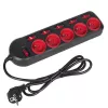 Alargador eléctrico MACLEAN MCE204 cable de 1,5 m, 5 tomas de CA, interior, negro/rojo