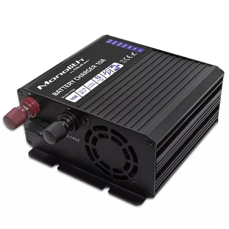 Cargador de baterías Qoltec Smart Monolith para baterías LiFePO4 AGM GEL SLA | 10A | 12V