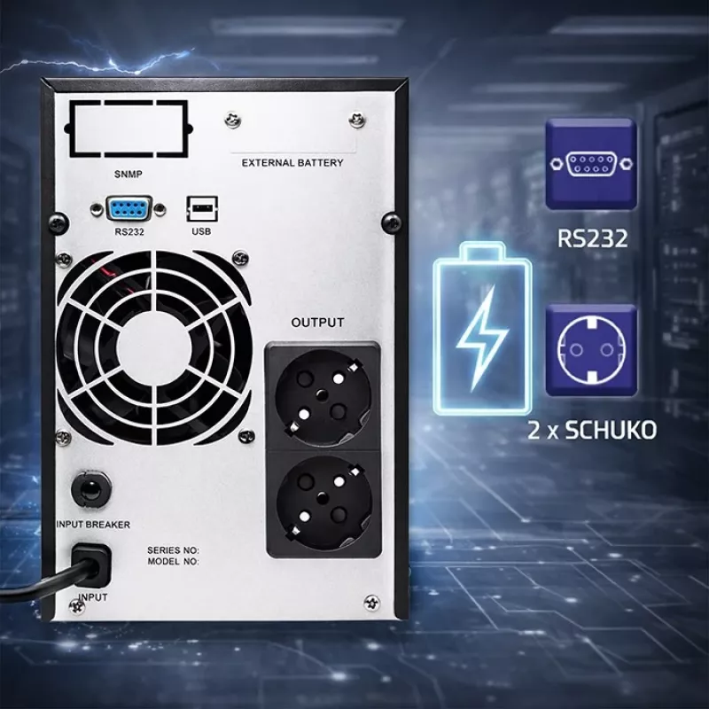SAI QOLTEC onda senoidal pura 1kVA 800W con AVR y pantalla LCD