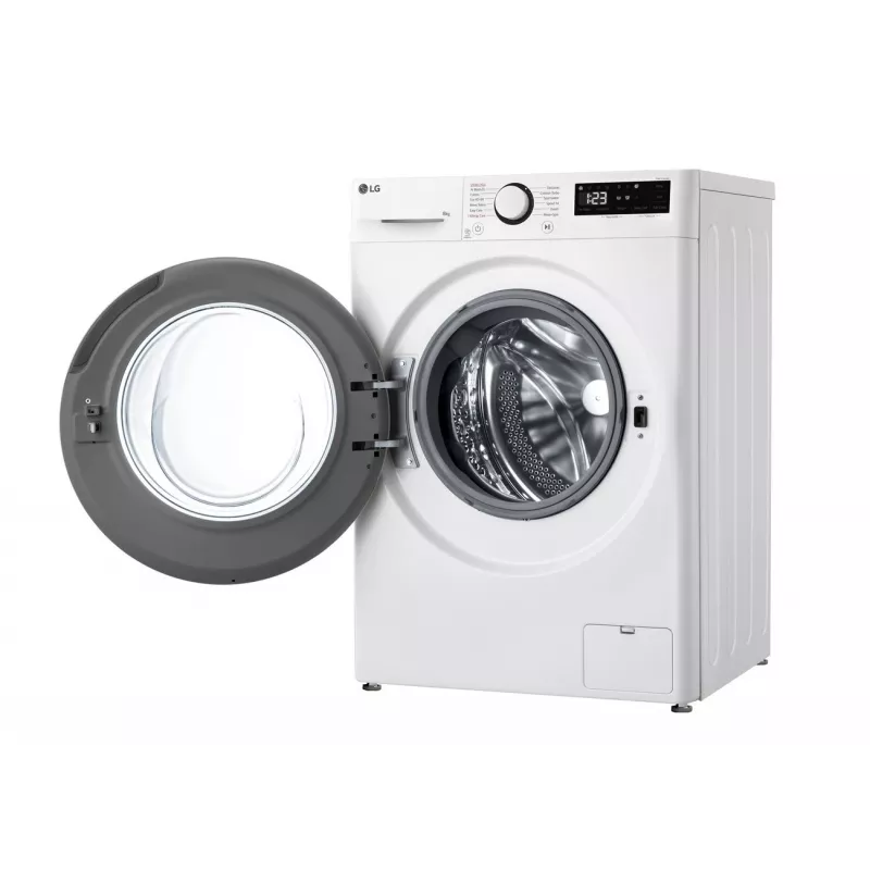 LG | Lavadora | F2WR508SWW | Clase de eficiencia energética A-10% | Carga frontal | Capacidad de lavado 8 kg | 1200 rpm | Profundidad 47,5 cm | Anchura 60 cm | Pantalla | LED | Función vapor