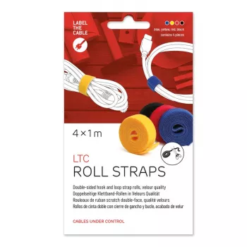 LABEL THE CABLE rollo de cinta de velcro de doble cara 4x 1 m - colores surtidos