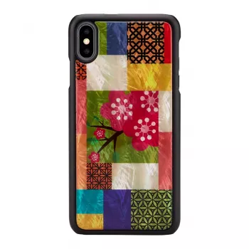 Funda protectora para smartphone iKins para iPhone XS Max – patrón de flores de cerezo, negra
