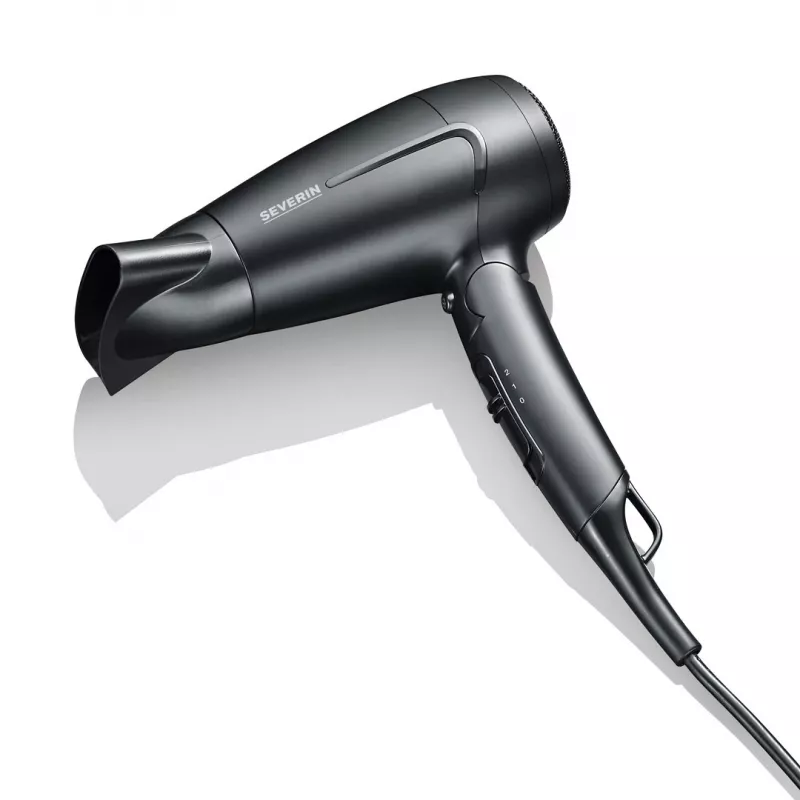 Secador de pelo SEVERIN HT 0159 — 1600 W, doble tensión 110/220–240 V, 2 velocidades, botón de aire frío, cable de 1,8 m, negro