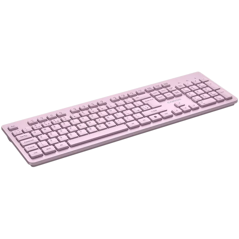 Teclado inalámbrico CANYON HKB-W01 — diseño compacto rosa, teclas UK/US