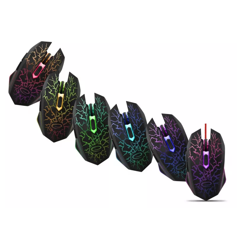 Esperanza MX211 LIGHTNING - ratón - USB - ratón - óptico - 6 botones - negro