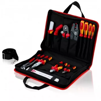 Bolsa de herramientas Knipex compact Electric - negro - rojo - poliéster - 8 bolsillos - 410 mm - 290 mm - 60 mm (00 21 11)