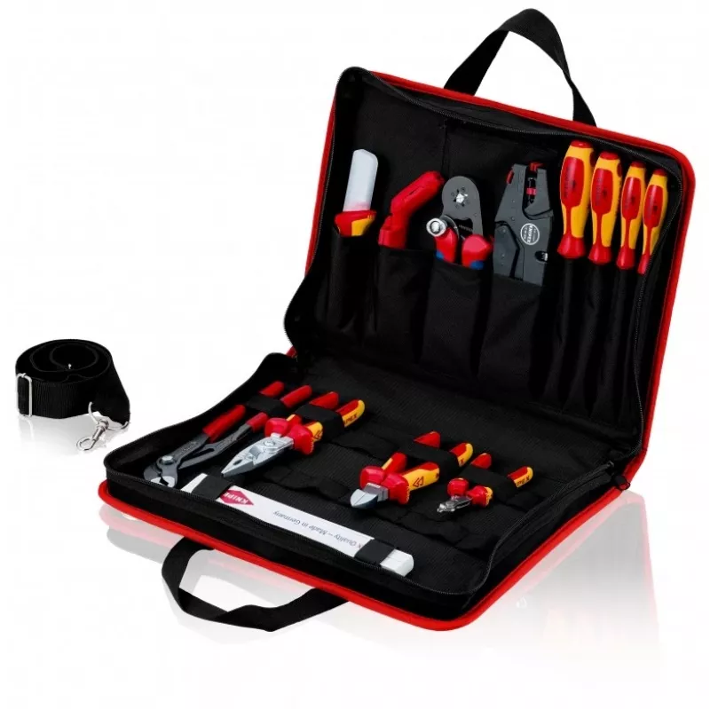 Bolsa de herramientas Knipex compact Electric - negro - rojo - poliéster - 8 bolsillos - 410 mm - 290 mm - 60 mm (00 21 11)