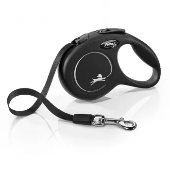 Correa retráctil Flexi New Classic Cat XS 3 m — correa de cordón para mascotas pequeñas, negra, carga máx. 8 kg