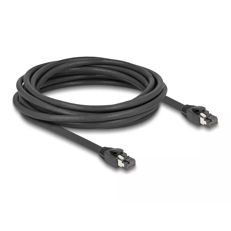 Delock - Cable de red - RJ-45 (M) a RJ-45 (M) - 5,0 m - 7,5 mm - S/FTP - CAT 8.1 - libre de halógenos, protección de pestaña, hasta 40 Gbit/s de velocidad de transferencia de datos - Negro (80236)