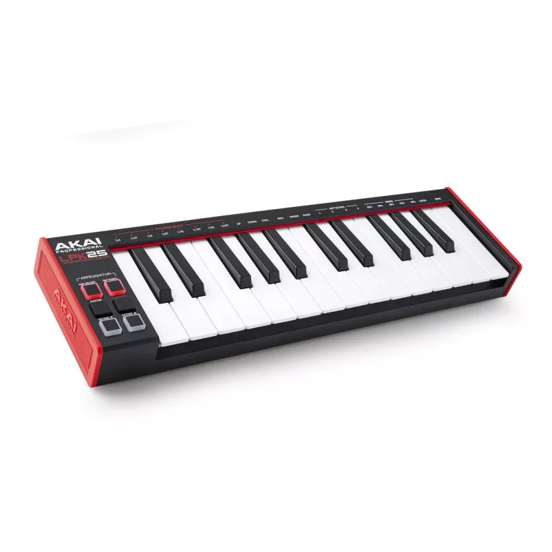 AKAI LPK25 MKII teclado MIDI mini USB de 25 teclas – cambio de octava, arpegiador, 6 teclas, rojo