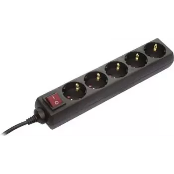 Regleta de enchufes AS Schwabe 35012 — enchufes Schuko, negra, de 1 pieza