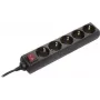 Regleta de enchufes AS Schwabe 35012 — enchufes Schuko, negra, de 1 pieza