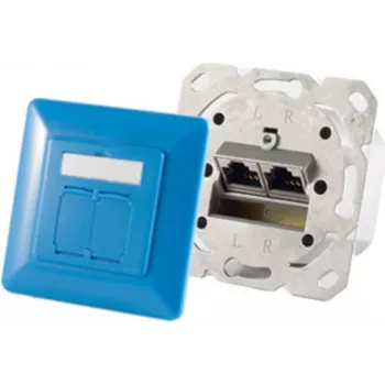 Mecanismo de toma 2 x RJ-45 ShiverPeaks 74280-B — Cat6a, 500 MHz, azul, carcasa de metal