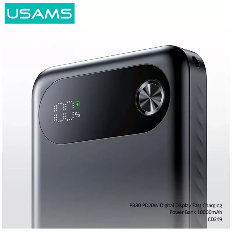 Batería externa portátil usams PB80 10000mAh 20W PD blanca