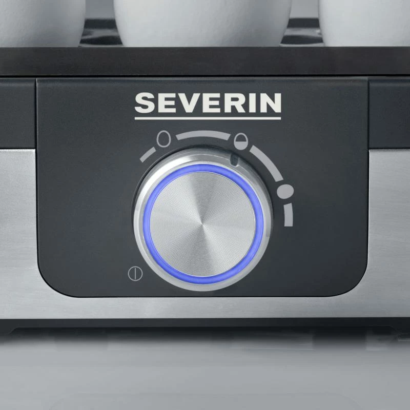 Huevera Severin EK 3163 3 huevos negra acero inoxidable transparente