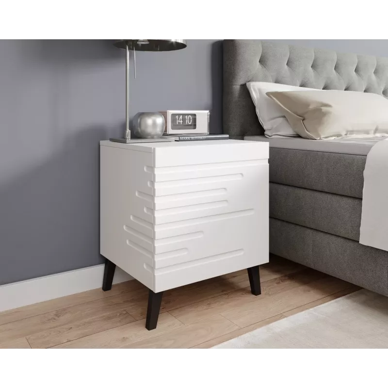 Mesita de noche cama meble NOVA con 1 cajón 44×40×52 cm, blanco mate