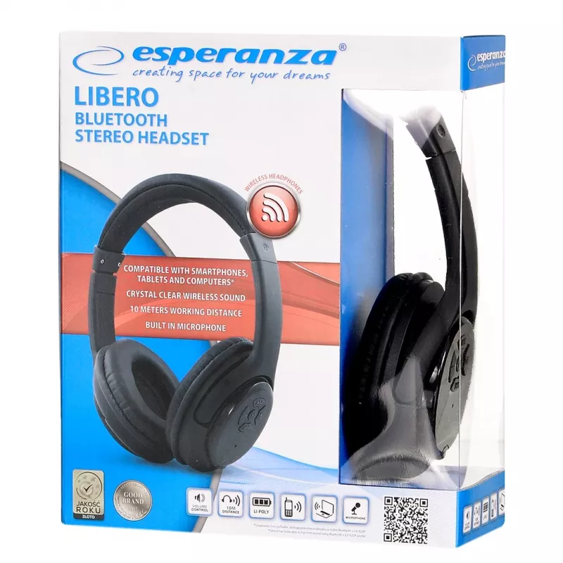 Esperanza Libero EH163K Auriculares inalámbricos con diadema Música Mini-USB Bluetooth Negro