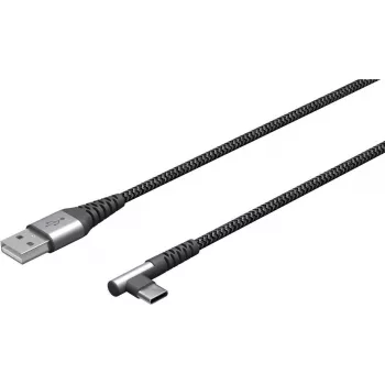 Cable textil USB-C a USB-A con conectores metálicos (gris espacial/plata), 2 m
