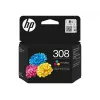 HP 308 cartucho de tinta original, 3 colores, rendimiento estándar, cian, magenta, amarillo, tinta de colorante, 1 ud., 120 páginas, pack combinado