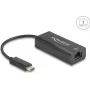 Adaptador de red DELOCK 64306 USB Type-C a Ethernet 100 Mbit/s, por cable, negro