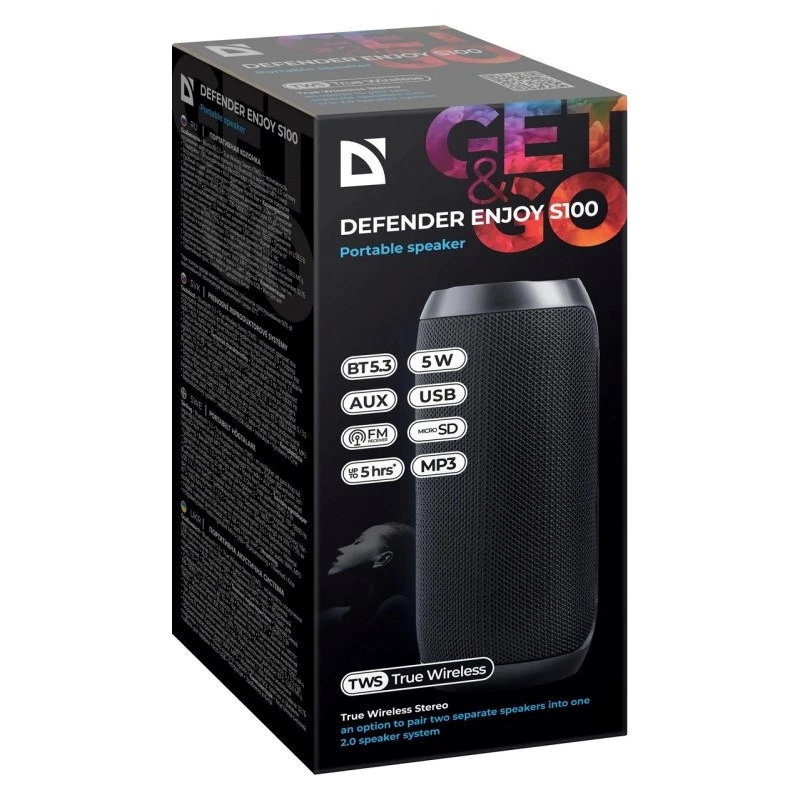 Defender Enjoy S100 Altavoz Bluetooth, 5 W, negro