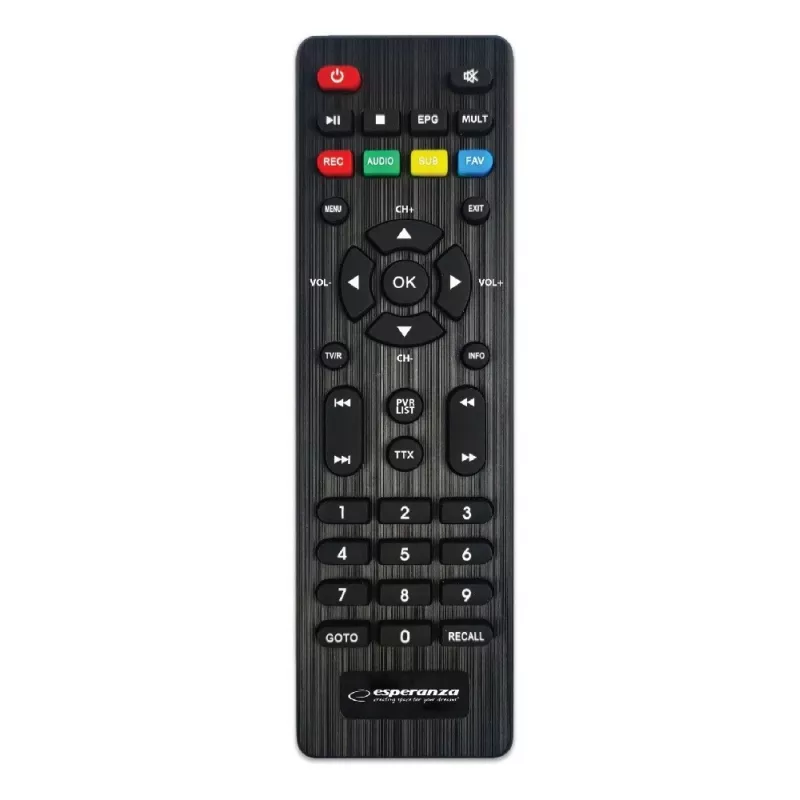 Receptor de sobremesa ESPERANZA EV106R Sintonizador por cable DVB-T2 / DVB-C HEVC H.265, HDMI, USB, PVR, Dolby Digital, 174–790 MHz, negro