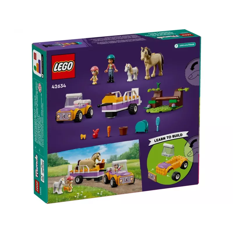 LEGO Friends Set de juego de animales con remolque para caballos y ponis 42634