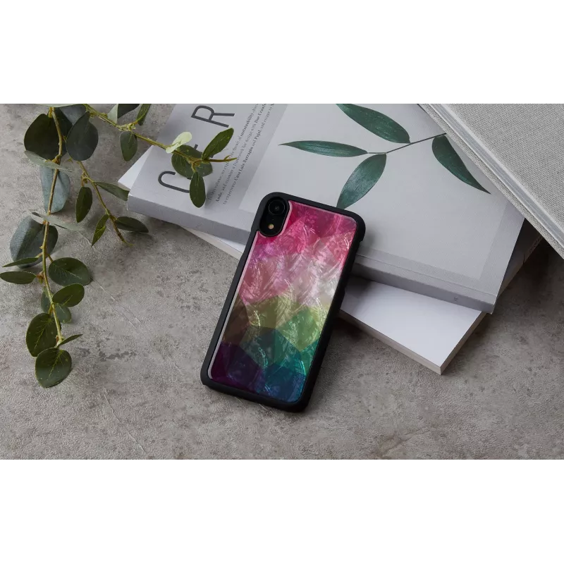 Funda para smartphone iKins para iPhone XR — diseño de flores acuáticas, negra