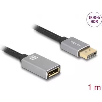 Cable de extensión DisplayPort DeLOCK 8K 60 Hz 1 m gris metal sin bloqueo