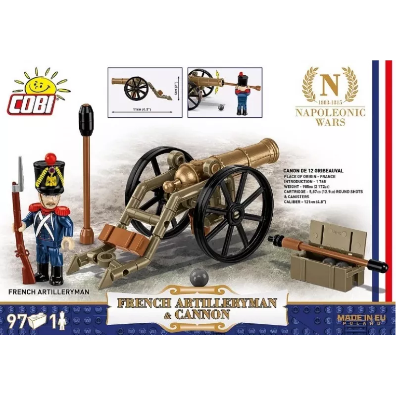 Set de bloques artillero francés con cañón, 97 piezas