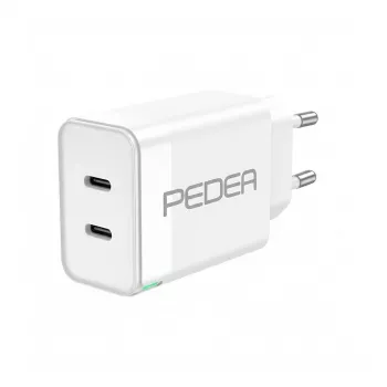 Cargador PEDEA cargador rápido Dual PD 40W USB Type-C/C blanco – salida PD dual, 40 W totales, USB-C a USB-C