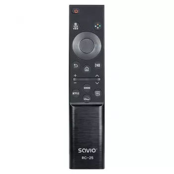 Mando a distancia por infrarrojos para TV SAVIO RC-25, entrada por botones, negro, alcance de hasta 10 m, para 1 dispositivo, usa 2x AAA