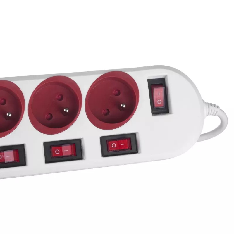 Regleta de alimentación Maclean, alargador 5 tomas, con interruptores, 250VAC/10A, 1.5m, MCE204 R/W