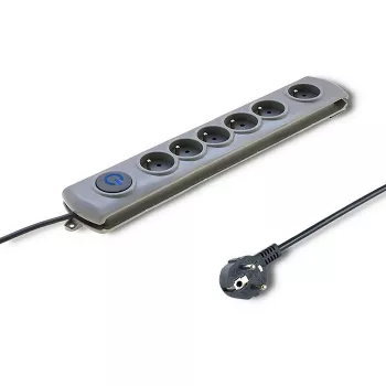 Protector de sobretensión Qoltec 50165 gris 6 tomas AC 230 V 1,8 m
