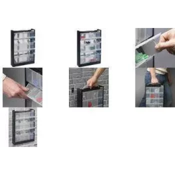 Organizador de piezas pequeñas allit 466250, caja de almacenamiento con compartimentos, 300×465×80 mm, negro/gris