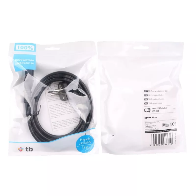 Cable de alimentación 1,8 m IEC C13 VDE