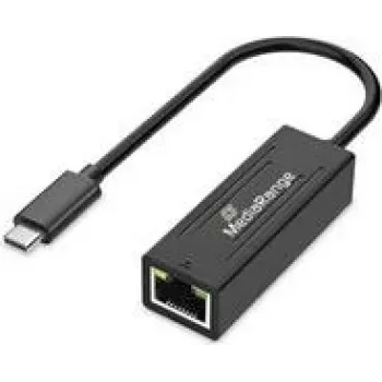 Adaptador USB Type-C a RJ45 Ethernet MediaRange MRCS237, Gigabit 10/100/1000 Mbps, 20 cm, negro