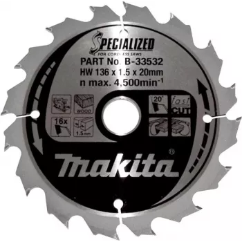 Makita Specialized - Disco de sierra circular - para madera - 136 mm - 16 dientes (B-33532)