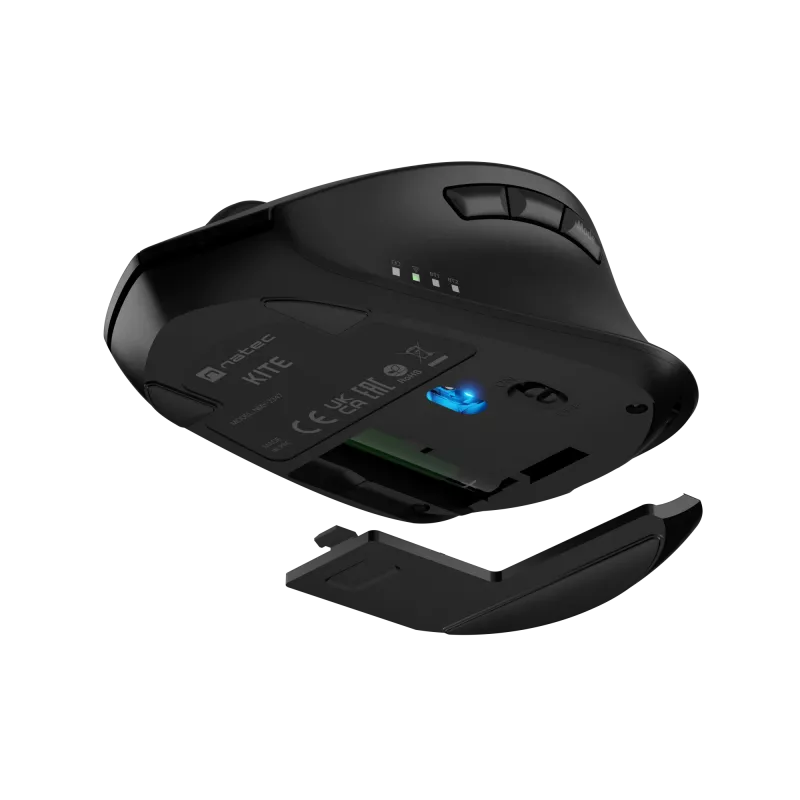 Ratón inalámbrico NATEC KITE NMY-2347, hasta 4000 DPI, clics silenciosos, rueda de desplazamiento inclinable, negro