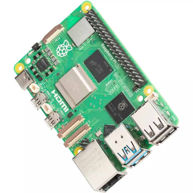 Ordenador de placa única Raspberry Pi 5 placa de desarrollo — 2400 MHz Arm Cortex-A76, hasta 16 GB LPDDR4x, MicroSD, USB 3.2, Wi‑Fi 5