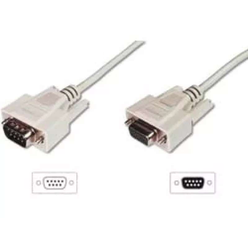 Digitus ASSMANN - Cable de prolongación serie - DB-9 (H) a DB-9 (M) - 5 m - moldeado, tornillos de apriete - beige (AK-610203-050-E)